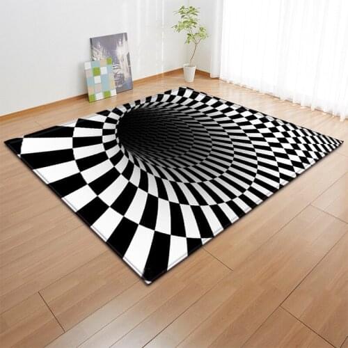 Creative Black and white Type 3D Printing Carpet living room rug Anti - Slip Bathroom large Carpet Absorb Water Kitchen Mat