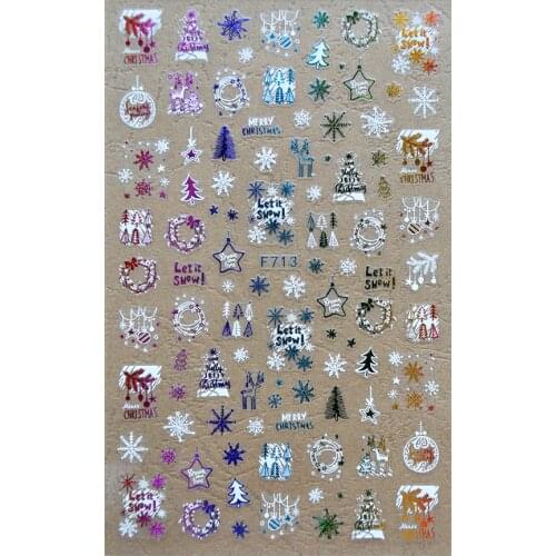 Cool 3D Stickers for Nails colorful Snowflake Nail Sticker Foil Decals New Year Nail Art Decorations Manicure Accessories