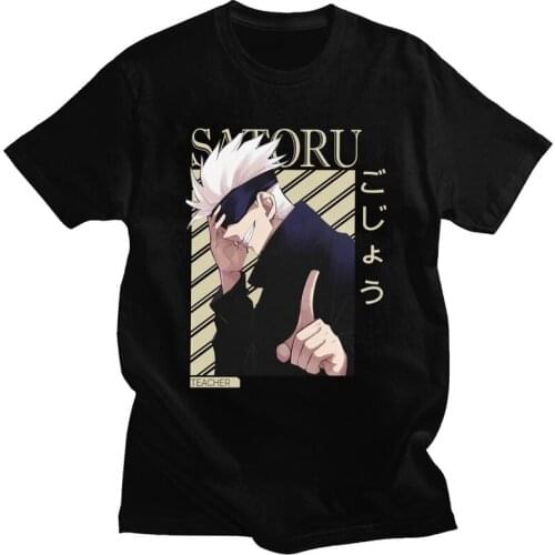 Mens Cool Jujutsu Kaisen T Shirt Short-Sleeve Cotton Tshirt Unique T-shirt Summer Anime Manga Satoru Gojo Tee Loose Fit Clothes