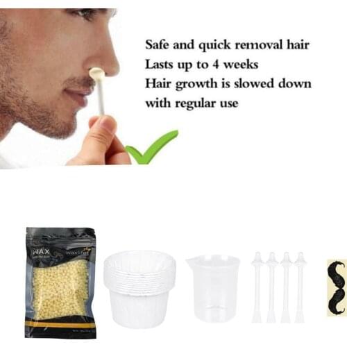 Nose Hair Removal Wax Kit Wax Beans Applicators Stick Nose Mustache Measuring Cups Stickers Cup Eyebrow Paper Hair For Remo O5C0