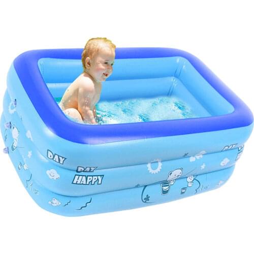 Inflatable Pool Kids Swimming Rectangular Blow up Baby Bathtub 130x85x50cm Backyard Basin