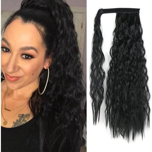 Afro high puff curly ponytail hairpiece extension for black women false magic paste natural wave pony tail synthetic hair
