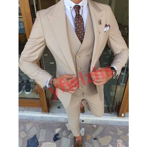 New Arrival One Button Groomsmen Peak Lapel Groom Tuxedos Men Suits Wedding/Prom Best Blazer ( Jacket+Pants+Vest+Tie) C276