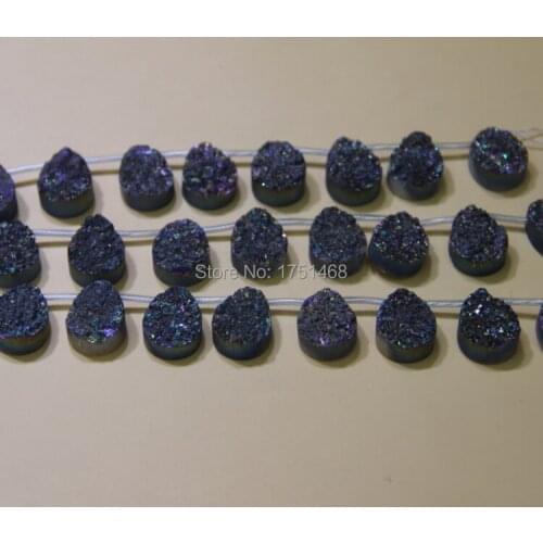 Charming Rainbow Titanium Druzy Stone Quartz Teardrop Bead Pendants Top Drilled Drusy Necklace Slab Bead Jewlery Making