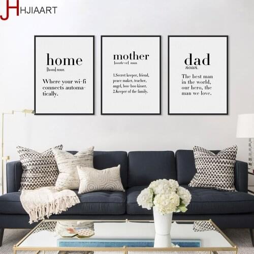 Modern Black White Friend Dad Mother Quotes Poster Wall Art Picture Nordic Minimalist Office Home Decor Canvas Painting