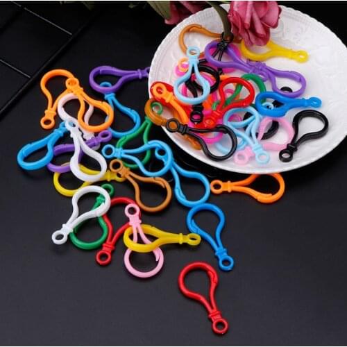 100pcs Plastic Colorful Lamp Shape Buckle Snap Hook Lobster Clasp DIY Needlework Luggage Sewing Handmade Bag Purse Toy Doll Tool