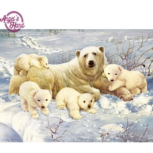 Full square diamond 5D DIY diamond embroidery snow Bear family diamond painting Cross Stitch Rhinestone mosaic decoration
