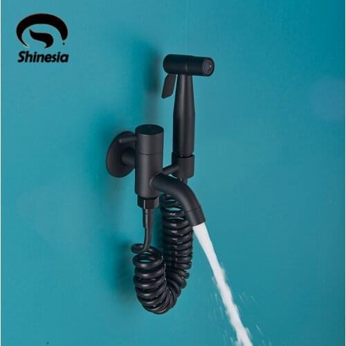 Shinesia Bathroom Matte Black Bidet Sprayer Wall Mounted Hand Bidet Faucet Toilet Self Cleaning
