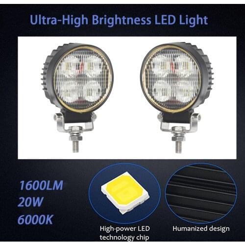 LED Work Light 20W 10-30V LED Light Bar Flood Beam 1600LM Offroad Driving Lamp for Car Jeep Truck Suv Atv LED Lightbar Headlight