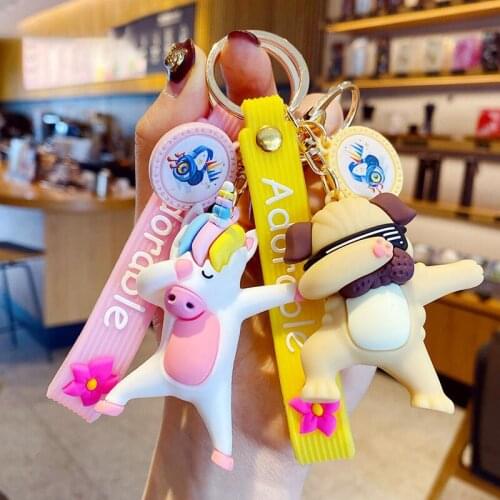 Creativity Dancing Animal Keychain Cute Cartoon Environmental Protection Pvc Personality Trend Couple Bag Car Key Accessories