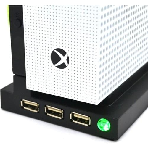 Vertical Stand with Dual Cooling Fan for Xbox one S/Slim Game Console 3 USB Ports Hub Vertial Cooling Base/Dock Holder HUB