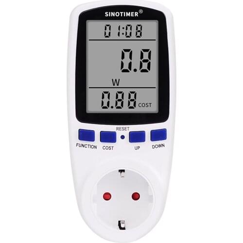 EU US UK FR Plug Socket Digital Wattmeter Power Consumption Watt Energy Meter KWh AC 230V 120V Electricity with backlights