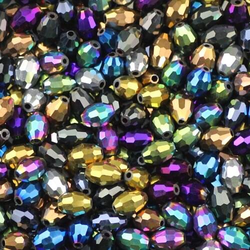 YHBZRET 100pcs Rice grains Upscale Austrian crystal beads 4*6mm oval shape plated color Loose beads Jewelry making bracelet DIY