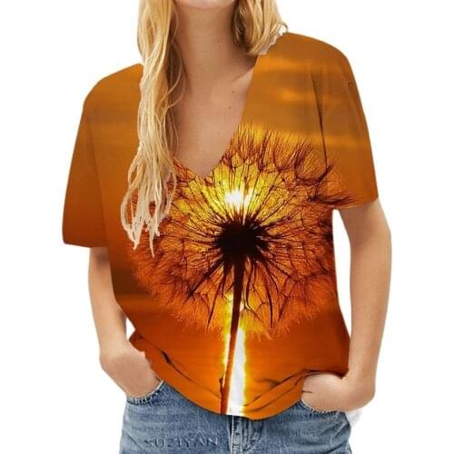Plant Printed Dandelion Women t-shirt 3D Natural Scenry Harajuku Ladies Fashion Casual Tops Summer Street Short Sleeve Tshirts