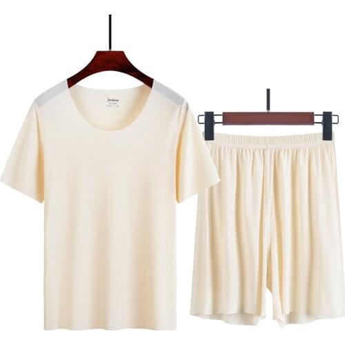 Female High quality Summer Artificial ice silk Short Sleeves Tops Shorts 2-piece Suits for Girls Sports Women Pajamas Wholesale