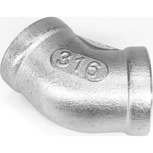1/4" 3/8" 1/2" 3/4" 1" 1-1/4" 1-1/2" 2" BSPT Female 45 Degree Elbow Connector Coupler 304 316 Stainless Pipe Fitting