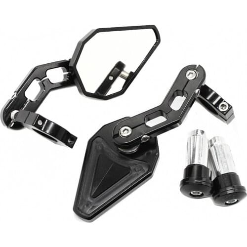 1 Pair 7/8" 22mm Universal Motorcycle Aluminum Rear View Black Handlebar Side Rearview Mirrors