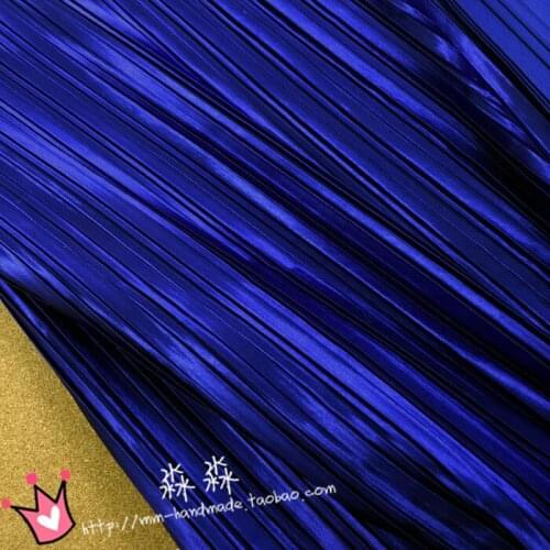 1psc The new 2016 sapphire satin fabric organ plait pleated color ding The glossy background Eva fabric garment(pleated 0.5m)