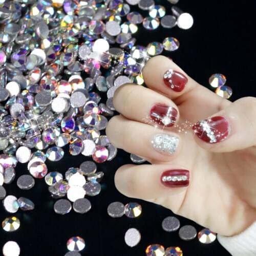 YZWLE 1 Pack Total 1440 Pcs SS3 SS6 Optional Crystal AB Nail Rhinestones Flat Back Non Hotfix Glitter Stones DIY 3D Phones Decor