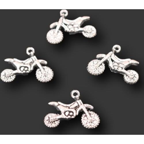 15pcs Silver Color 3D Motor Racing Pendants Sports Necklace Earrings Metal Accessories DIY Charms Jewelry Carfts Making A1341