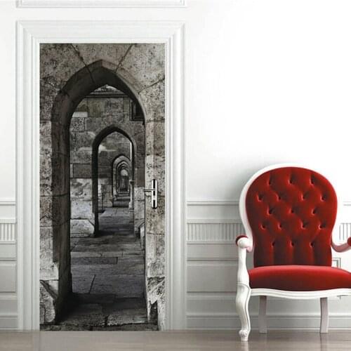 3D Stone Arch Door Sticker Self Adhesive Wallpaper on the Doors DIY Renovation Waterproof Poster for Bedroom Door