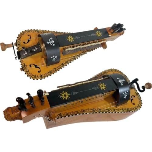 6 strings 24 keys Hurdy Gurdy birds eye inlay shell purfling carved woman head