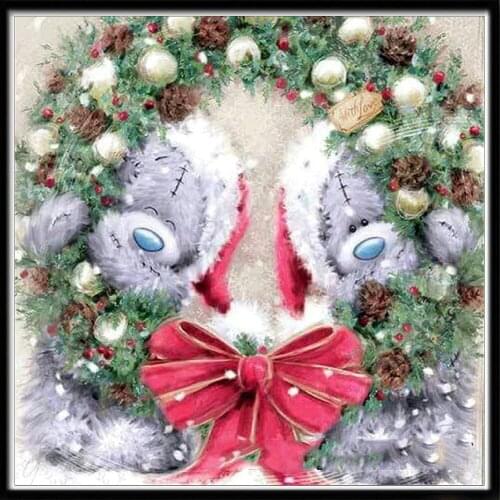 5D diamond painting full diamond Christmas Teddy round diamond mosaic pattern home decoration DIY handmade