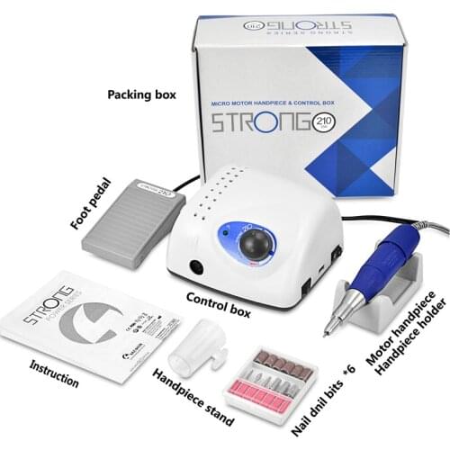 45K New Arrival STRONG 210 plus PRO 105 105L Handpiece 65W 45000rpm Nail Drills Manicure Machine Pedicure Electric File Bits