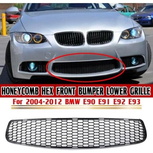 AU05 -M3 Style Car Front Bumper Lower Grille Grill Cover Honeycomb Mesh Racing Grills Trim for BMW E90 E91 E92 E93 2004-2012