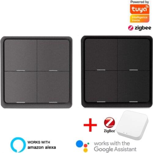 Tuya Zigbee 4 Gang Wireless 12 Scene Switch Push Button Controller Battery Powered Automation Scenario For Tuya Devices Modules