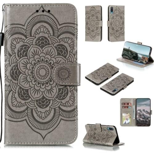 Datura Flower Embossed Pu Leather Phone Case for Samsung Galaxy A02/M02 Card Slot Wallet Photo Frame Kickstand Back Cover