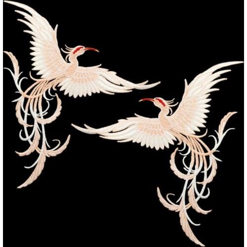 Diy embroidery Phoenix cloth stickers applique large patch stickers cheongsam fashion decoration hole clothes patch
