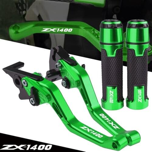 For KAWASAKI ZX-1400 Motorcycle Adjustable Clutch CNC Aluminum Brake Clutch Levers Handlebar Handle Grips Ends ZX1400 2006-2016