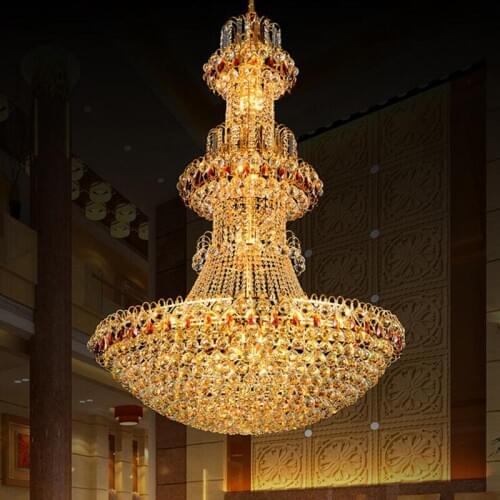 Double staircase lantern living room golden crystal chandelier villa European hall large chandelier floor building floor fixture