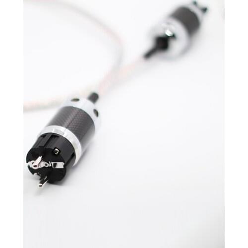 Hifi Audio Silver Plated power cable EU AC cord Rhodium Plated Carbon Fiber power plug cable