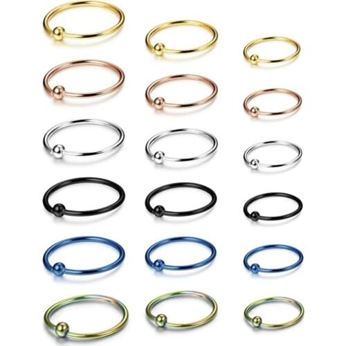 3PCS 20g Surgical Steel Captive Bead Ring Ear Hoop Nose Ring Ear Tragus Cartilalge Piercing Nipple Ring Body Jewelry Earring