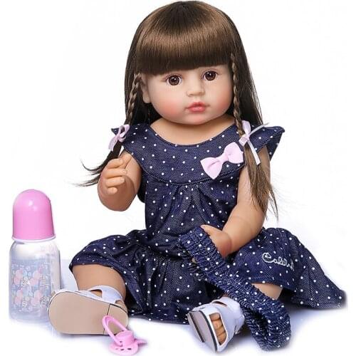 Baby doll toys 22" full silicone body reborn baby doll pink princess toddler simulated babies dolls for childrens day gift