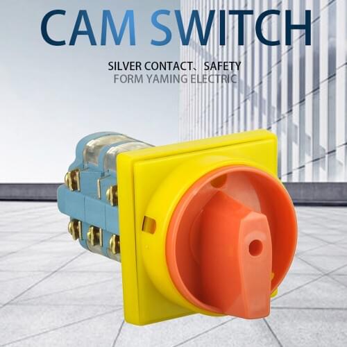 YMW68-20/3 Cam Switch 2 Positions ON-OFF Padlock Panel Mounting Power DIY Rotary Changeover 12 Terminals Silver Contact
