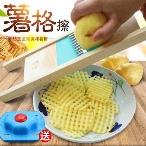 Solid Wood Potato Grid Slicer Potato Net Flower Vegetable Slicer Corrugated Flower Cutter Wave Knife Potato Grid Slicer