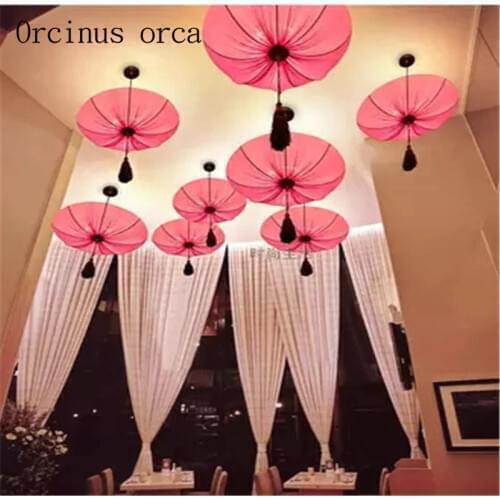 New Chinese style chandelier antique art living room restaurant hot pot shop aisle cloth lotus lamp