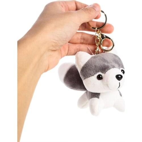 Cute mini husky dog soft cotton animal plush toy doll keychain cartoon bag pendant kid girl birthday gift