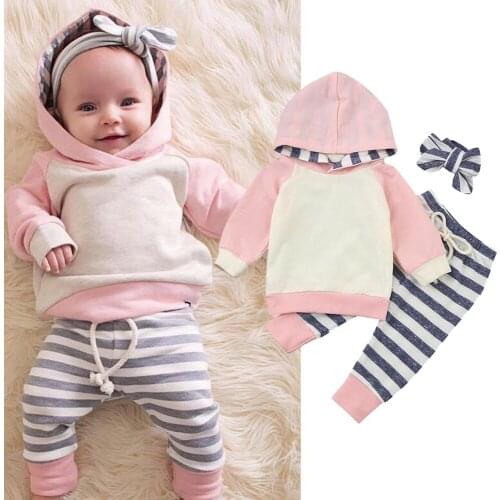 Fashion Popular Babys Suits 3M-24M Infant Toddler Baby Boy Girl Clothes Tracksuit Hooded Sweatshirt Pants Outfits