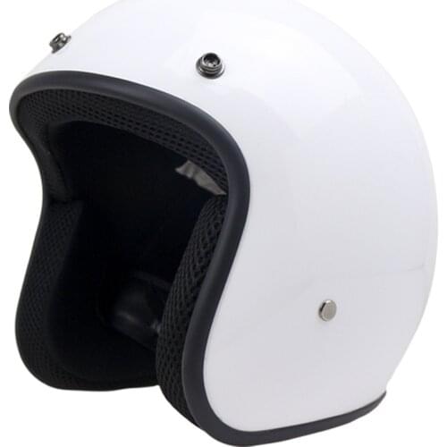 Vintage White Open Motorcycle Helmet Jet Retro Helmet Open Face Retro 3/4 Half Helmet Casco Moto Capacete Motociclismo