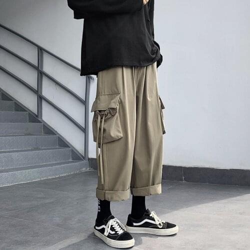 2020 Mens Loose Casual Straight Pants Cargo Baggy Pants Military Streetwear Trousers Hip Hop Style Joggers Sweatpants M-5XL