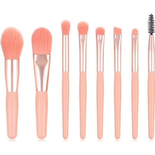 New 8 mini makeup brushes Matte wooden handle portable soft hair makeup brush set makeup tools Eyebrow Brushes lipbrush