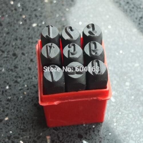 One Set Number Die Punch 10mm Letter Steel Stamp in Case Jewelers 0.393"