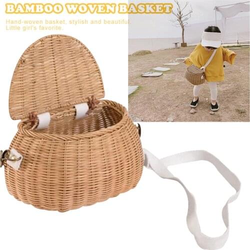 Cycling Bag Bike Basket Weaving Wicker Bicycle Bag Small Back Basket Handmade Rattan Children Saddle Bags Bicycle Accessories