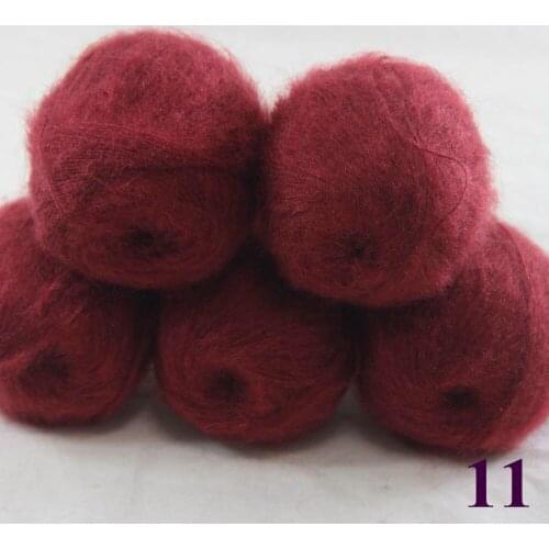 Sale 5 balls x 50g Soft and comfortable MOHAIR Cashmere silk hand Knitting Yarn Wine 290-11