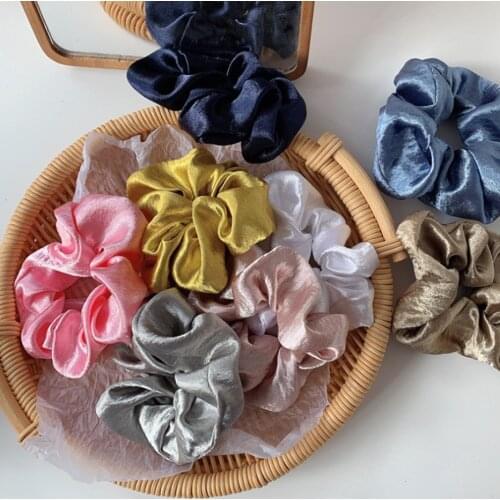 1pc Satin Silk Scrunchie Girls Solid Color Elastic Hair Bands Ponytail Holder Rope Accessories Women Fashion