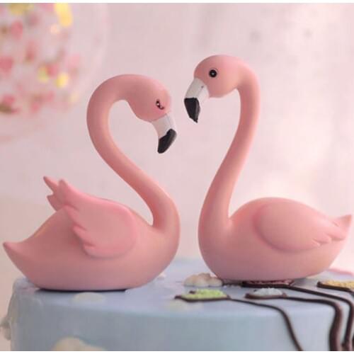 Pink Flamingo Cake Topper Decor For Birthday Wedding Anniversary Led Flashing Glowing Flamingo Night Light Party Decoration gift